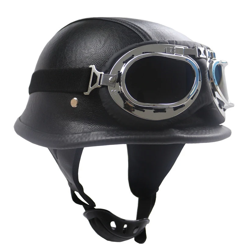 Motorradhelm im Vintage-Stil mit integrierter Brille Skanto