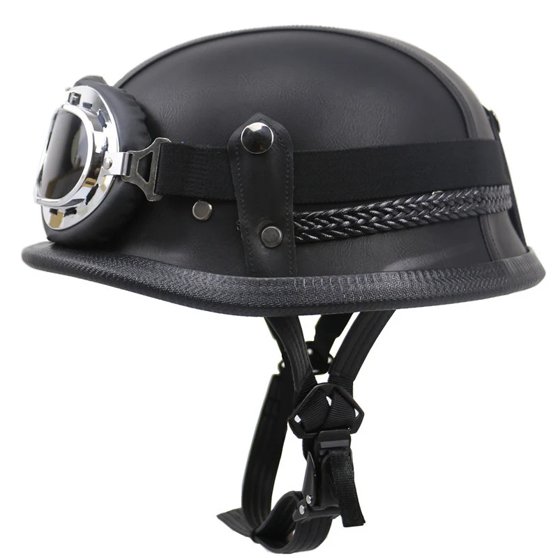 Motorradhelm im Vintage-Stil mit Brille Skanto
