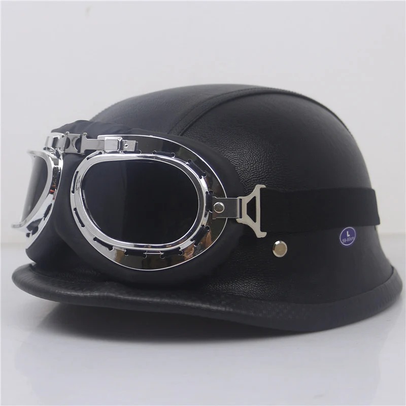 Vintage Leder Motorradhelm Skanto
