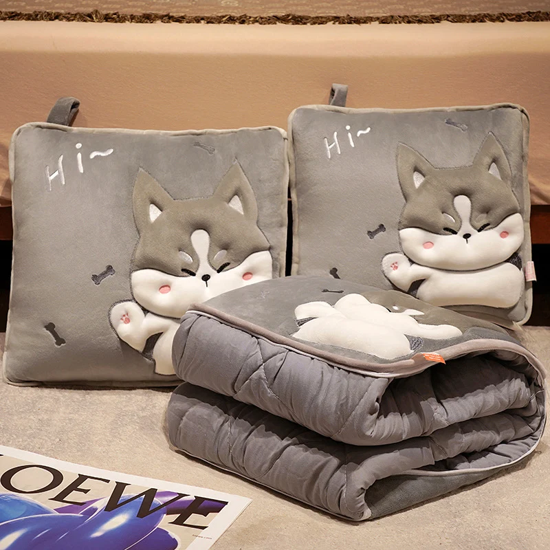 Plüsch-Hundekissen und Decken-Set Skanto