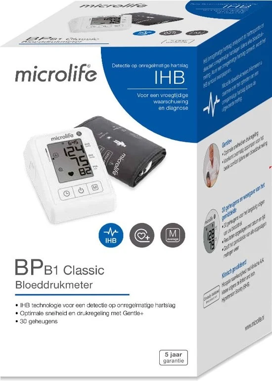 Microlife BP B1 Classic - Bovenarm Bloeddrukmeter - Klinisch Gevalideerd - Nr. 1 bij Huisartsen