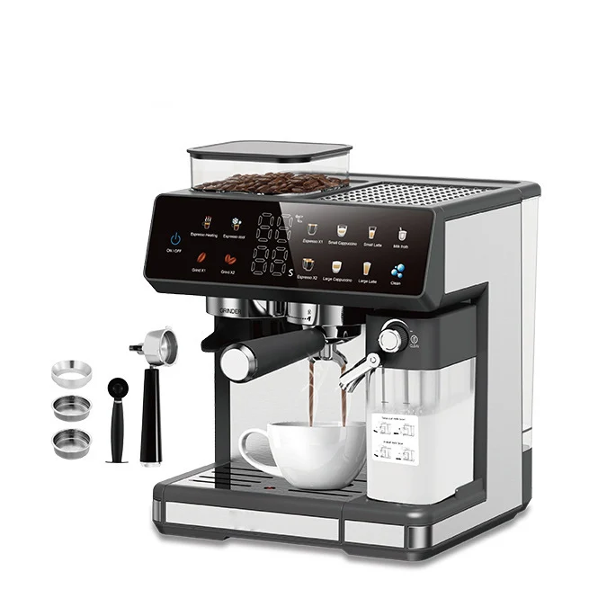 Espressomaschine mit integriertem Mahlwerk, automatischer Temperaturregelung und programmierbaren Kaffeestärken Skanto