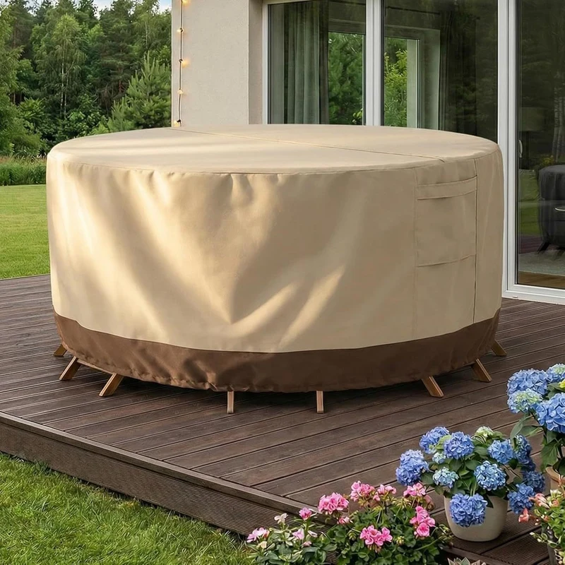 Schutzhülle für runden Gartentisch mit atmungsaktivem Material Skanto