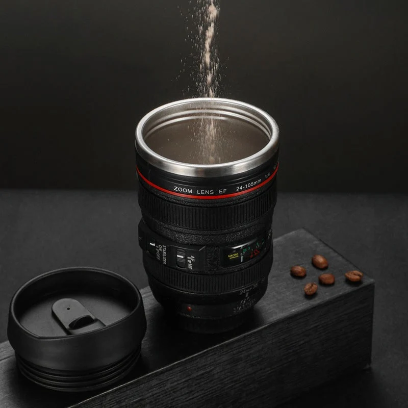 Kameraobjektiv-inspirierte Isolier-Kaffeetasse | Skanto