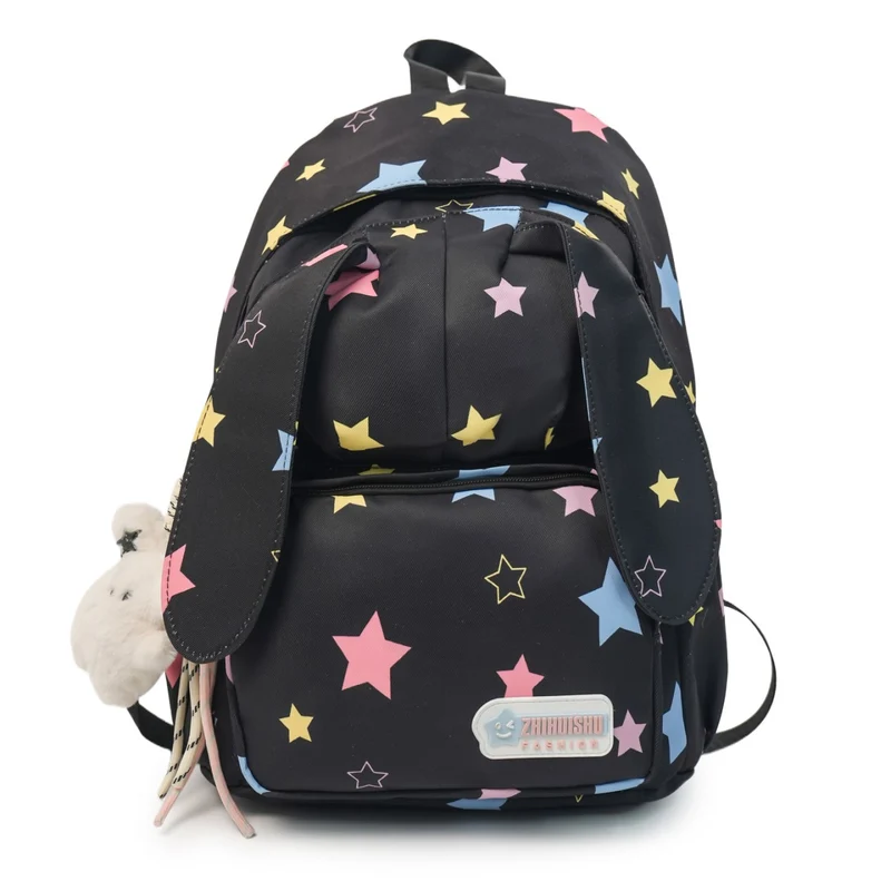Niedliche Schultasche Skanto mit Tierohren und Sternenprint