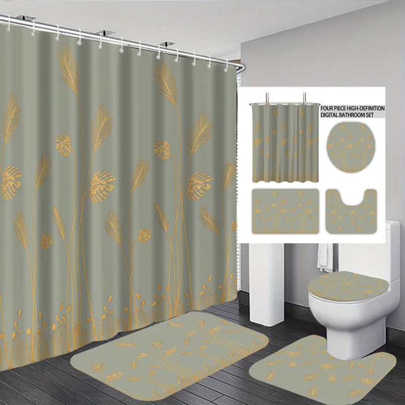 Digitales Badezimmer-Deko-Set mit Botanik-Motiv Skanto
