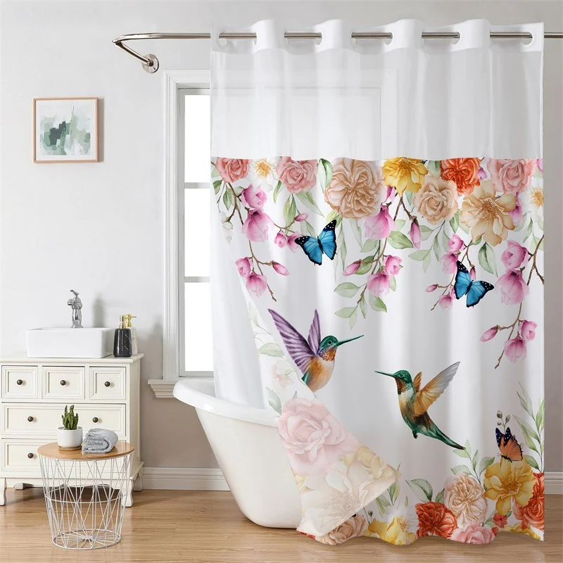 Duschvorhang mit künstlerischem Blumenmuster Skanto