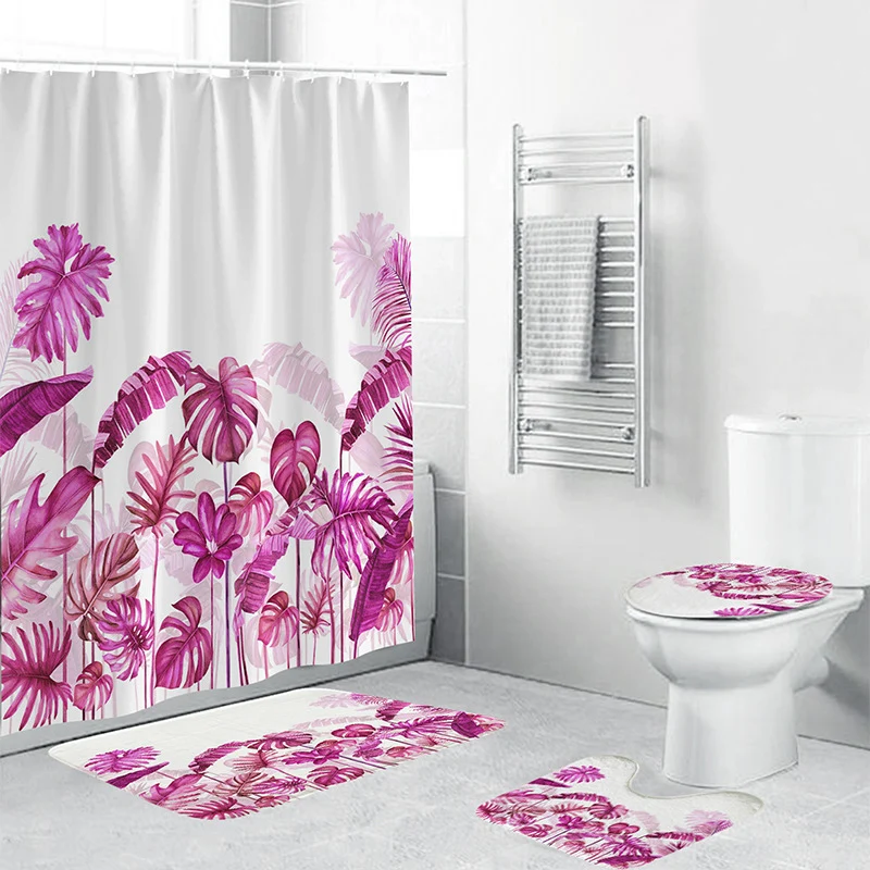Badezimmer-Set mit tropischen Pflanzen Skanto