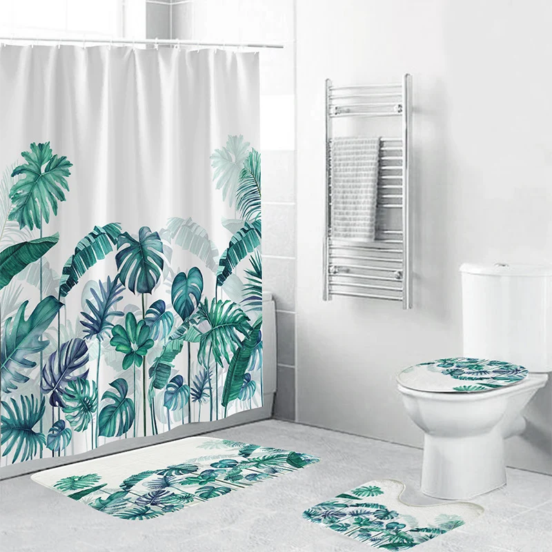 Badezimmer-Set mit tropischen Pflanzen Skanto