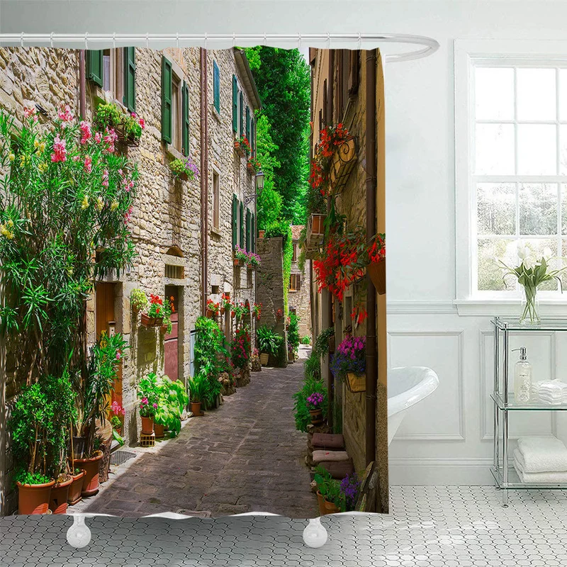 Duschvorhang Skanto im Stil einer Blumenallee