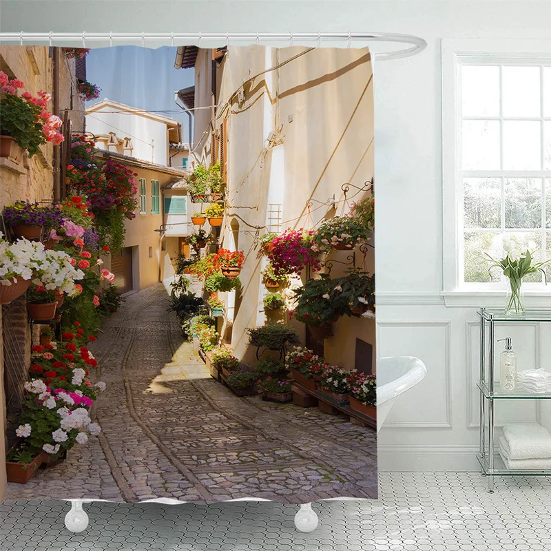 Duschvorhang Skanto im Stil einer Blumenallee