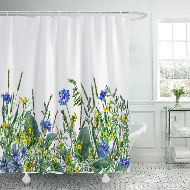 Duschvorhang mit botanischer Illustration Skanto