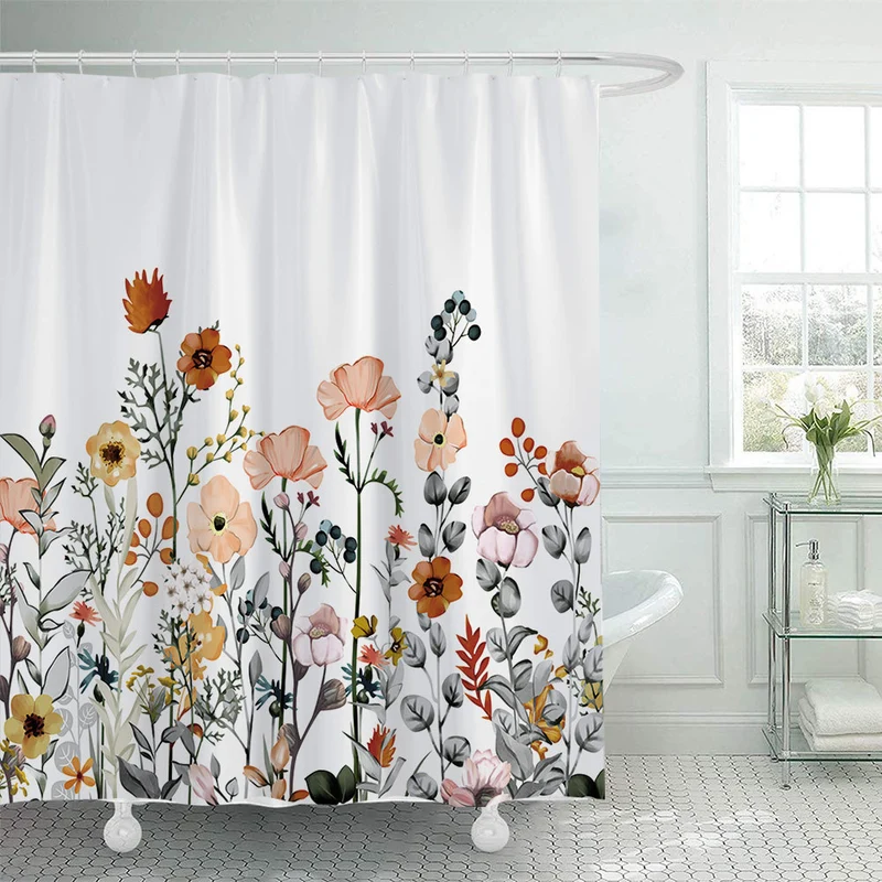 Duschvorhang mit botanischer Illustration Skanto