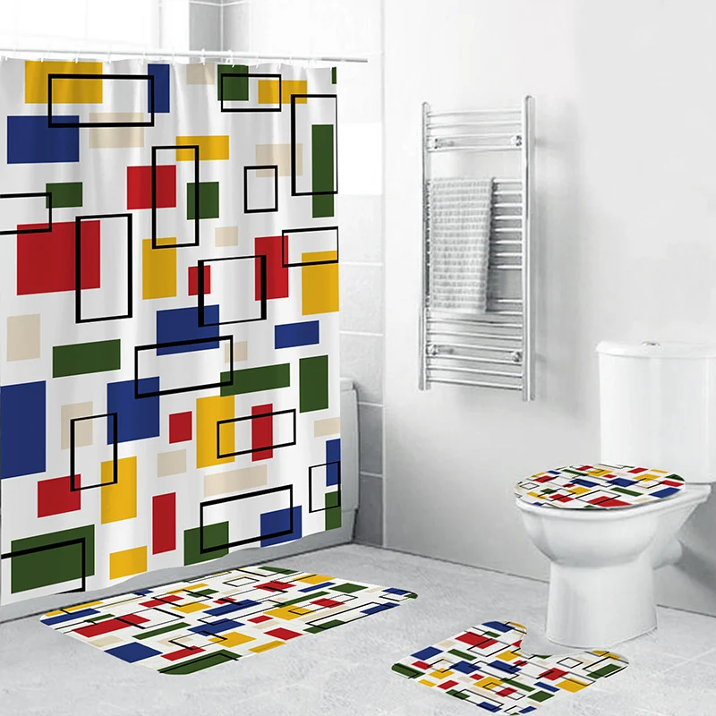 Badezimmer-Accessoire-Set mit geometrischem Muster Skanto