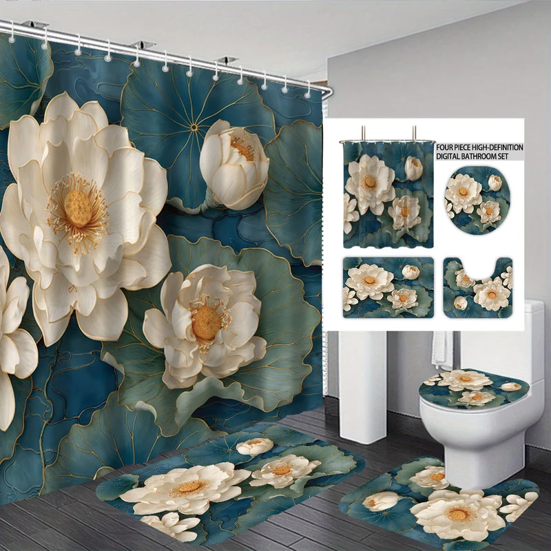 High-Definition Vierteiliges Badezimmer-Set Skanto mit Leopardenmotiv