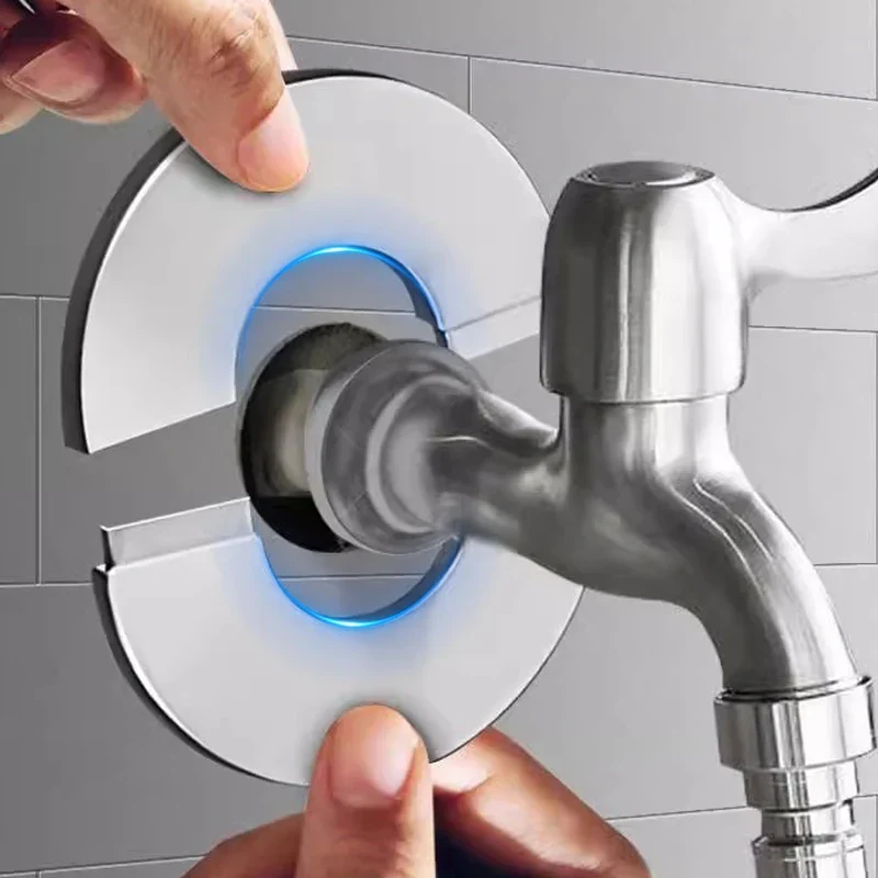 Edelstahl-Wasserhahn-Abdeckung Selbstklebende Wasserhahn-Duschrohr-Abdeckung | Skanto