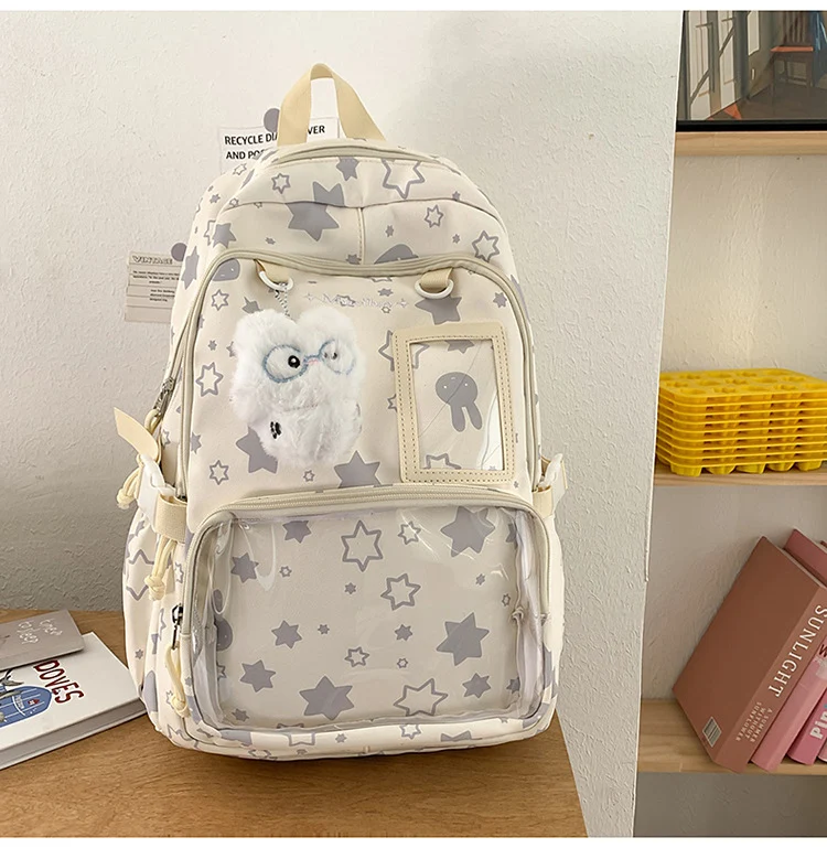 Rucksack Skanto mit Sternenmuster und transparenter Front