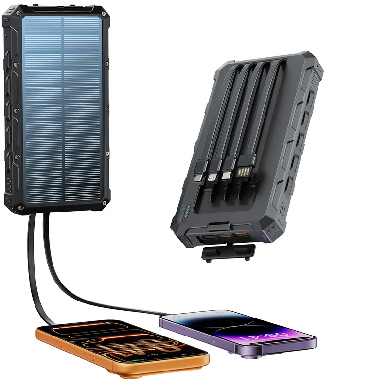 Solar Powerbank mit multifunktionalem Anschlusssystem und Schnellladefunktion Skanto