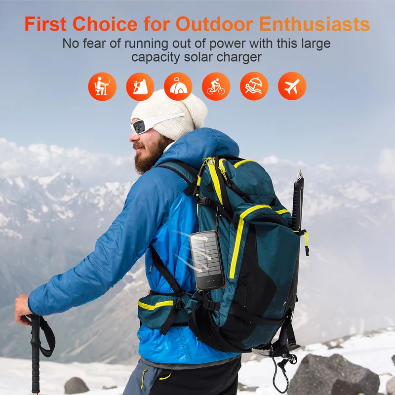 Robuste Solar-Powerbank mit integrierter Taschenlampe und multifunktionalem Ladeanschluss Skanto