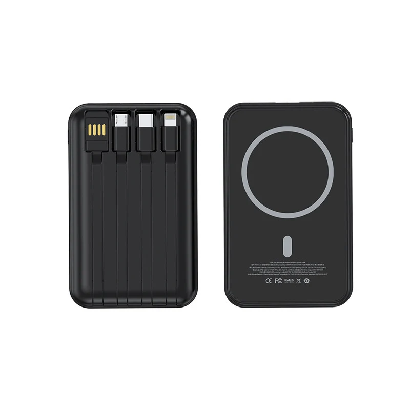 Tragbare Powerbank mit integrierten Ladekabeln Skanto