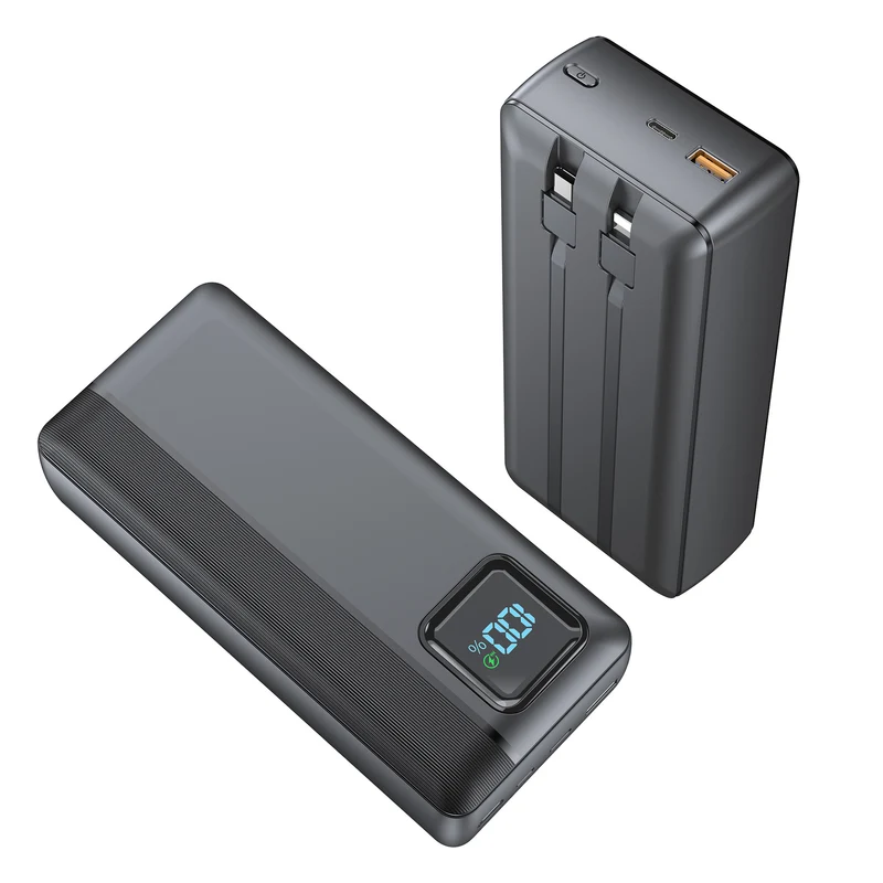 Powerbank mit integriertem Ladekabel und LED-Anzeige Skanto