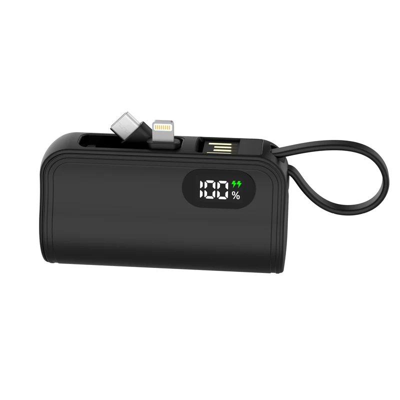 Powerbank mit integriertem Ladekabel und Digitalanzeige Skanto