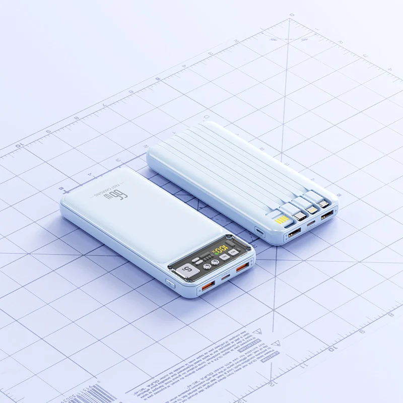 Powerbank mit integriertem Kabelsystem und digitaler Ladeanzeige Skanto