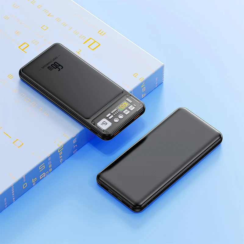 Powerbank mit integriertem Kabelsystem und digitaler Ladeanzeige Skanto