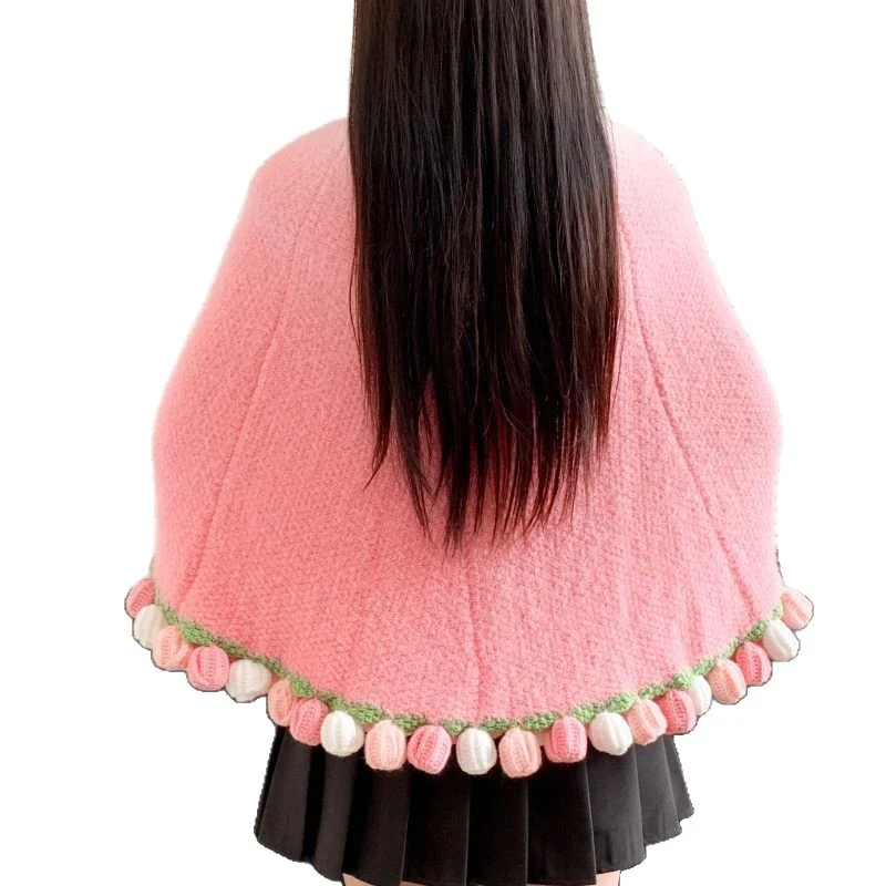 Poncho mit farbenfrohem Pompon-Detail Skanto