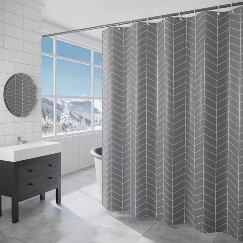 Stoff-Duschvorhang mit Chevron-Muster Skanto