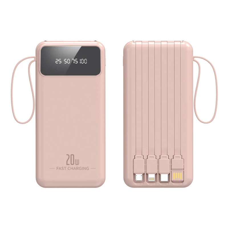 Hochleistungs-Powerbank mit integrierten Ladekabeln und digitalem Display Skanto