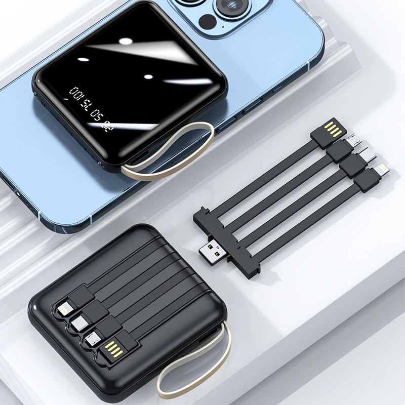 Multifunktionale Powerbank mit integriertem Ladekabel Skanto