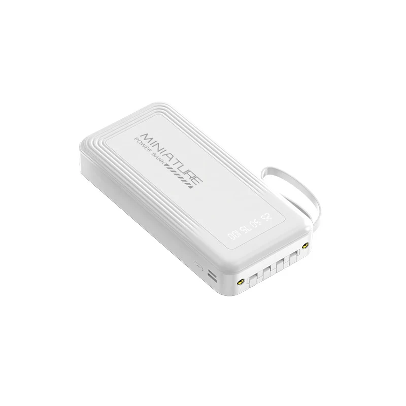 Kompakte Powerbank mit integrierten Kabeln und digitaler Ladeanzeige Skanto