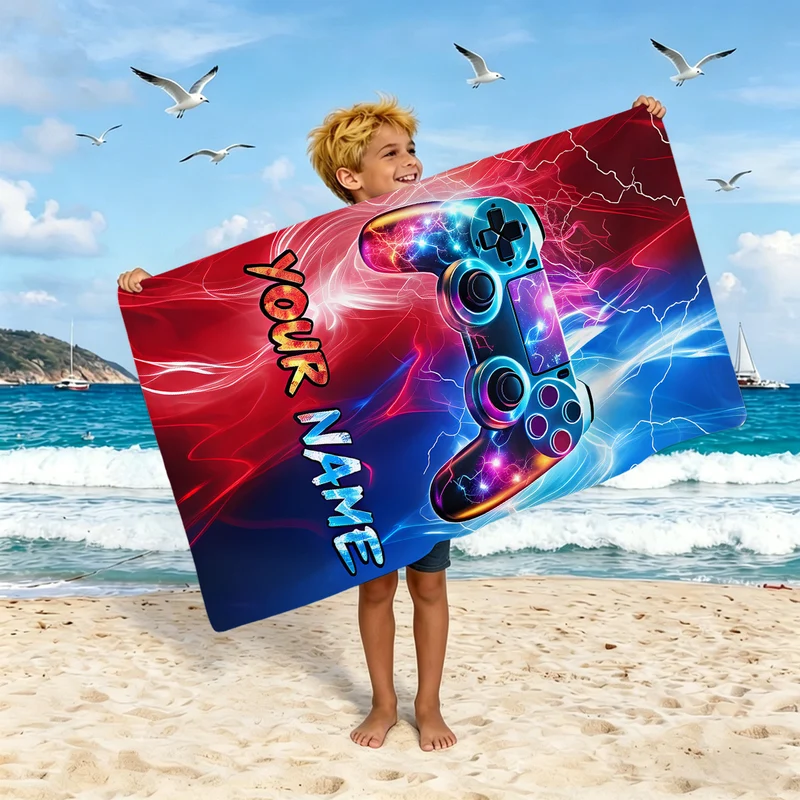 Jungen-Strandtuch mit Spielkonsolen-Motiv Skanto