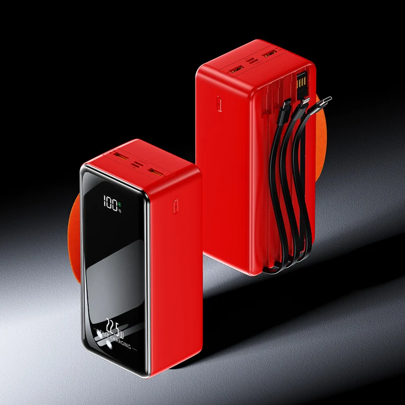 Tragbare Powerbank mit integrierten Ladekabeln und Digitalanzeige Skanto