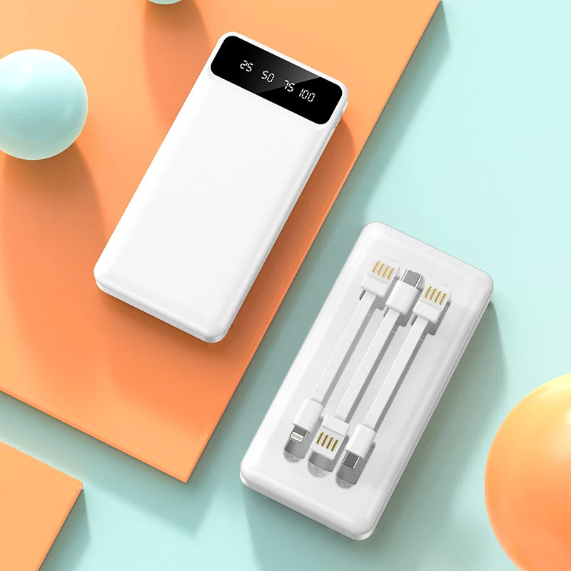 Tragbare Powerbank mit integriertem Multikabel und digitaler Ladeanzeige Skanto