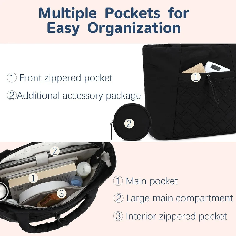 Gepolsterte Alltags-Handtasche mit abnehmbarer Kosmetiktasche Skanto