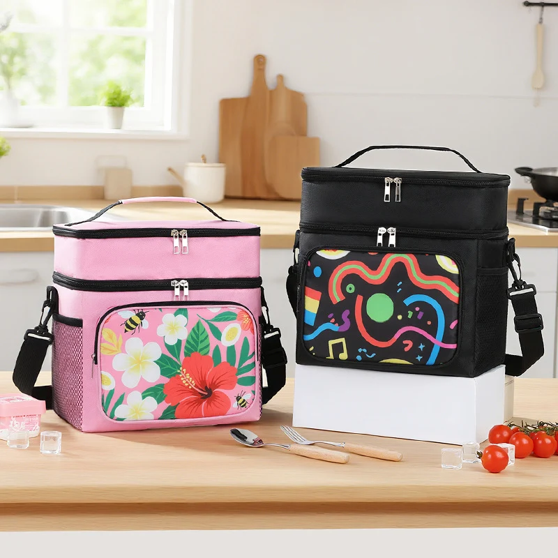 Isolierte Picknick-Kühltasche mit stilvollem Blumenmuster Skanto