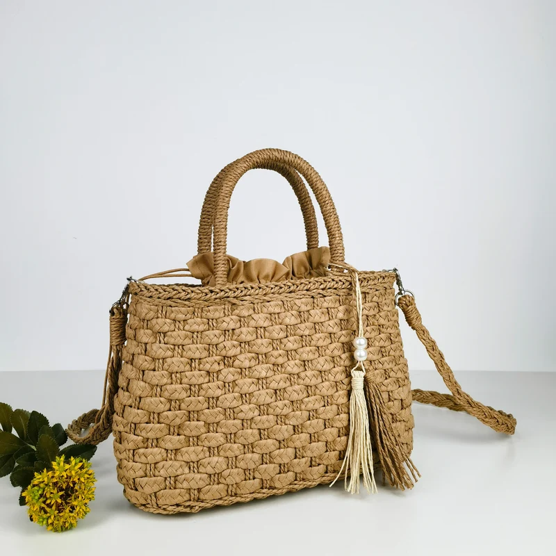 Gewebte Handtasche mit Kordelzug Skanto