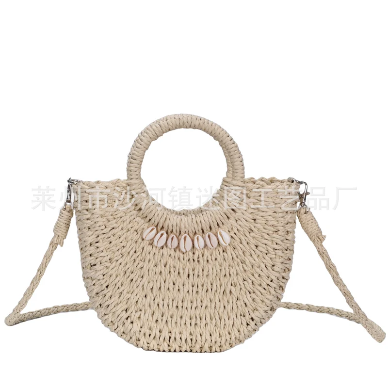 Handtasche aus Naturfasern mit Muschelverzierung Skanto