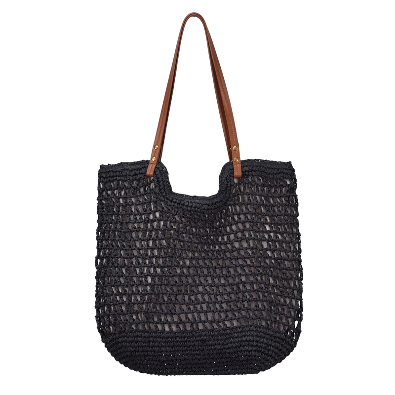Handgewebte Baumwolltasche mit Ledergriff Skanto