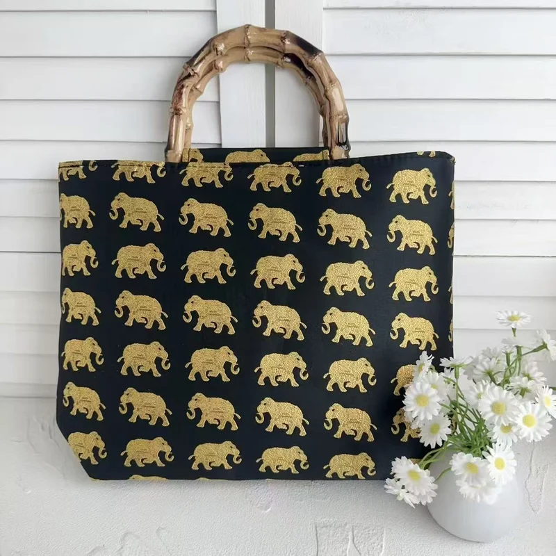 Stilvolle Baumwolltasche mit Bambusgriff Skanto