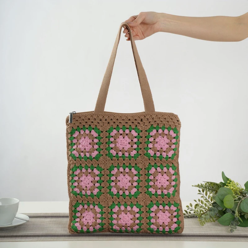 Handgemachte Baumwoll-Tragetasche im Vintage-Oma-Design Skanto