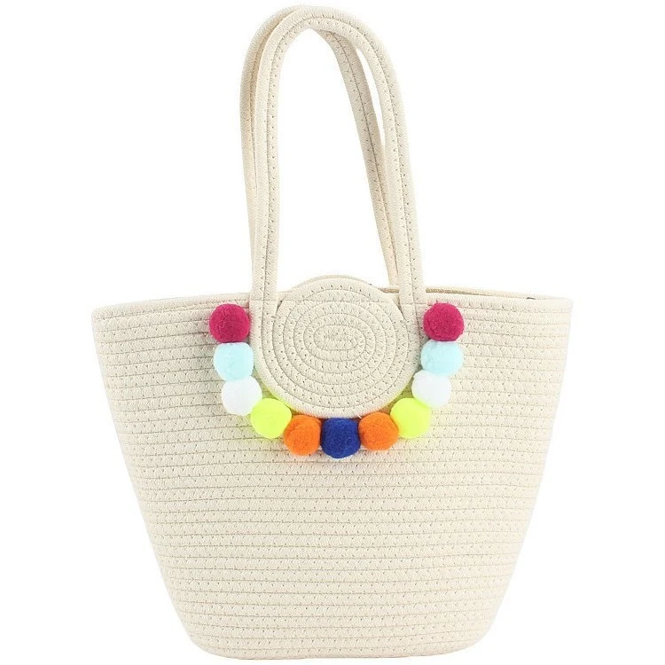 Strandtasche mit fröhlichen Pom-Poms Skanto