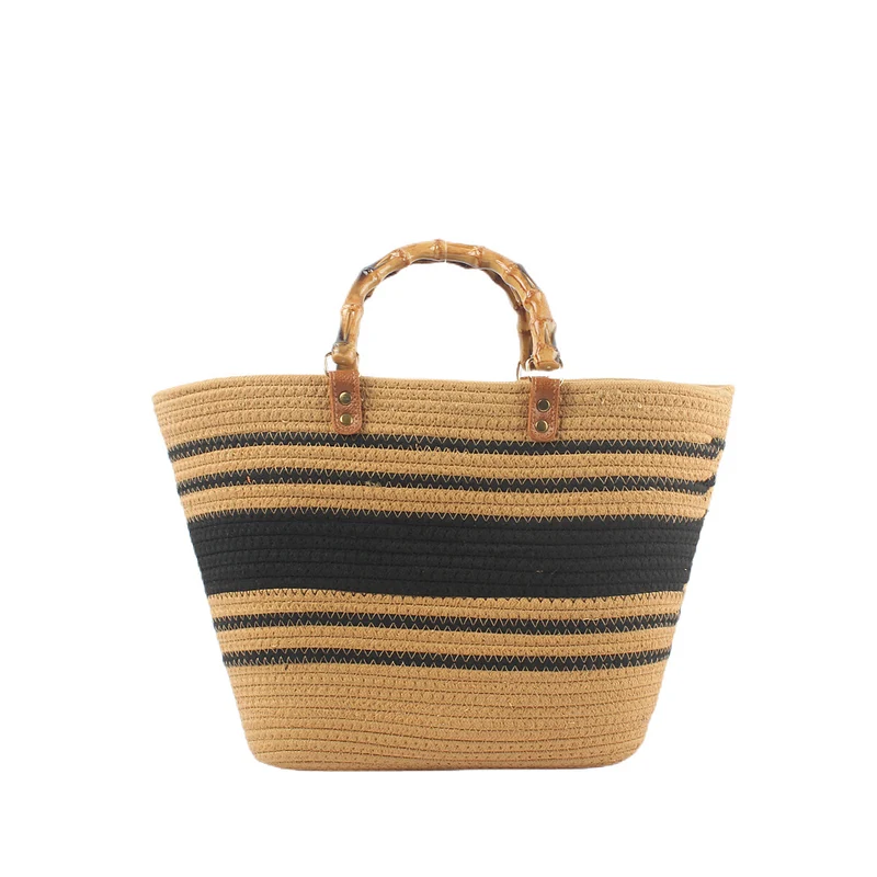 Stylische Strandtasche mit Bambusgriff Skanto