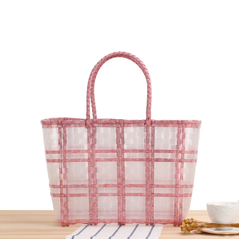 Shopper mit transparentem Fenster und geflochtenen Griffen Skanto
