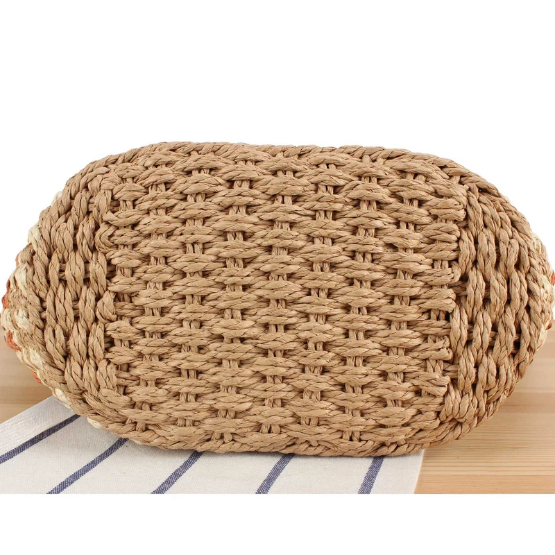 Tote Bag aus geflochtenem Naturmaterial mit eleganten Ledergriffen Skanto