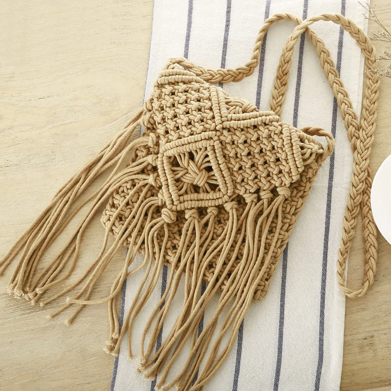 Makramee-Crossover-Tasche mit eleganten Fransen Skanto