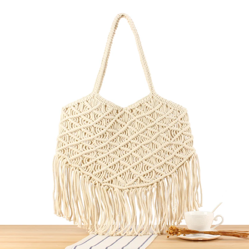 Makramee-Tote Bag mit Fransenrändern Skanto