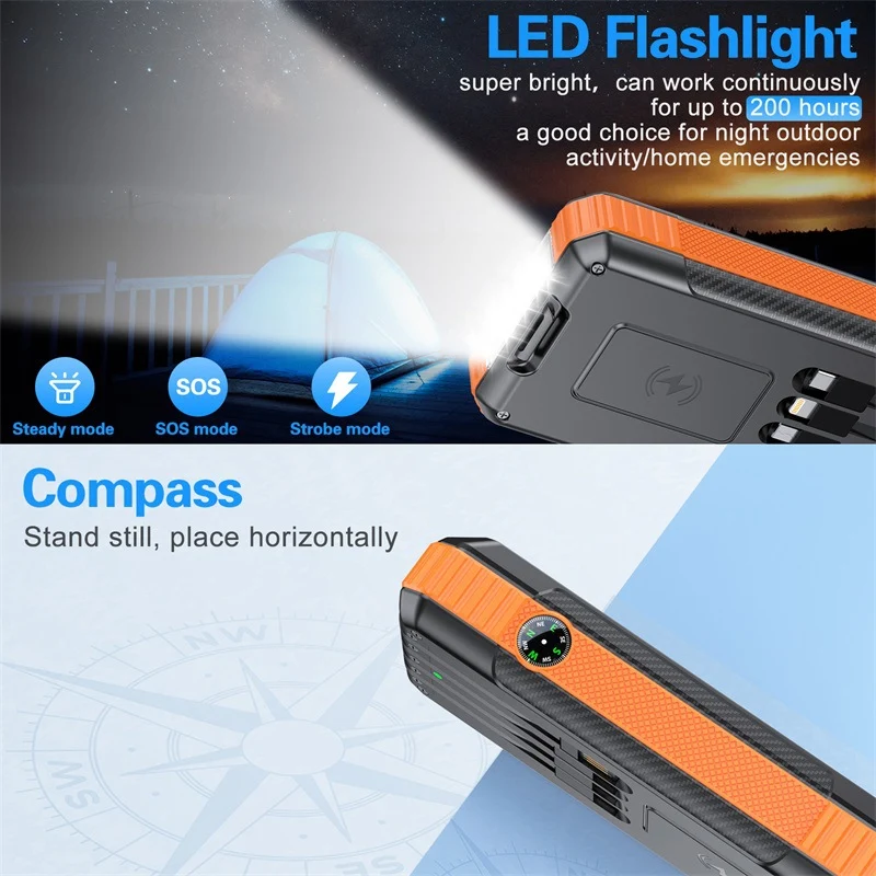 Powerbank mit Solarladefunktion und integrierter LED-Lampe Skanto